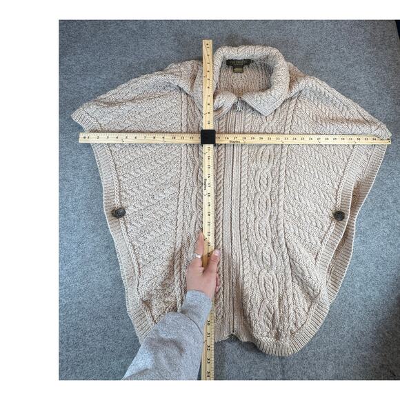 Aran Crafts Merino Wool Batwing Cape Chunky Knit Poncho Sweater Womens S/M Gray - Picture 5 of 9